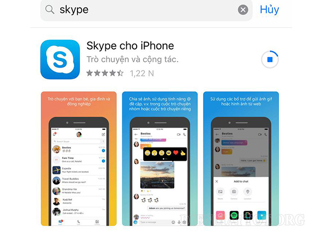 Vào app tải Skype về điện thoại